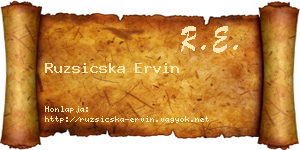 Ruzsicska Ervin névjegykártya